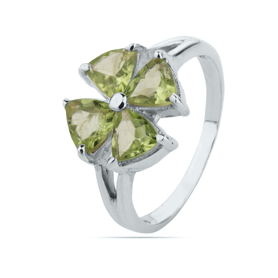 Peridot Ring Natural Green Peridot Flower Design Ring Peridot Gemstone Ring Sterling Solid Silver Peridot Ring Birthstone Ring Handmade