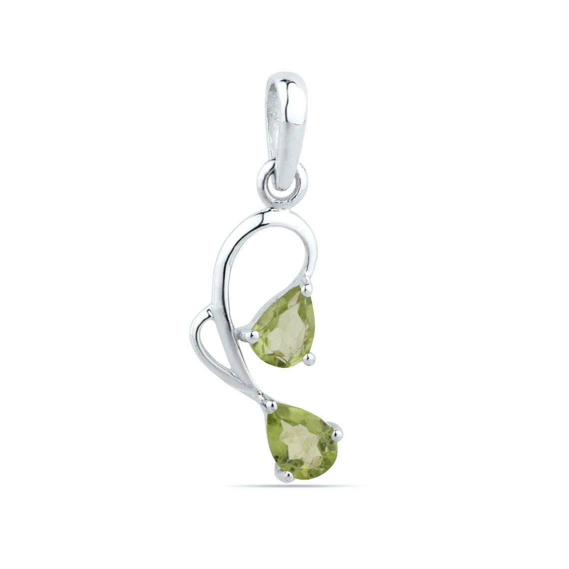 Natural Peridot Pendant, Sterling Silver Green Peridot Necklace, August Birthstone, Natural Gemstone Necklace, Leaf Pear Pear Pendant