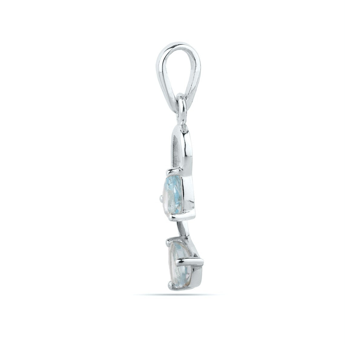 Blue topaz pendant, 5×7mm pear shaped Blue topaz necklace solitaire pendant, December birthstone, bridal pendant