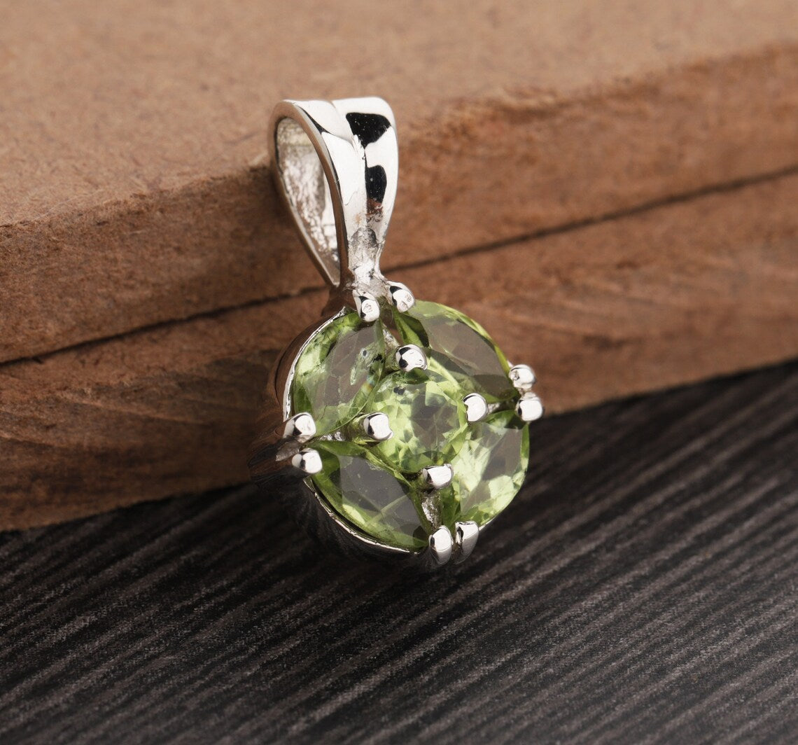Natural Peridot Pendant, Sterling Silver Green Peridot Necklace, August Birthstone, Natural Gemstone Necklace, Marquise Pendant