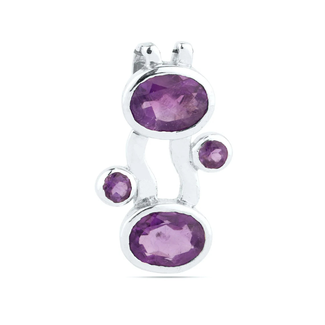 925 Sterling Silver / Amethyst Pendant / Purple Stone / Amethyst Necklace / February Birthstone / Amethyst Round Oval Pendant