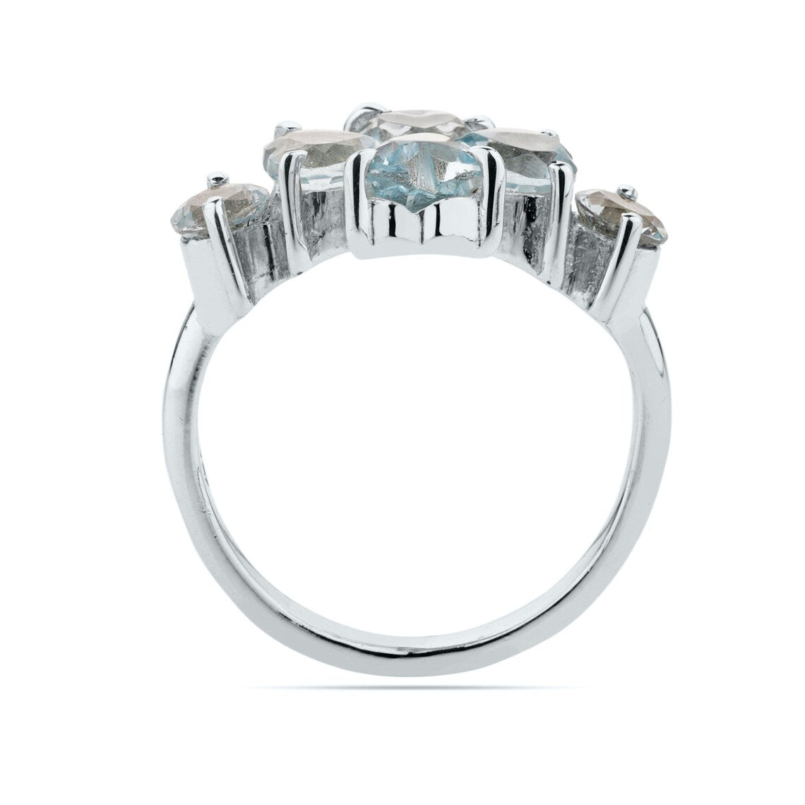 Natural Blue Topaz Silver Ring, Statement Ring, Gemstone Ring