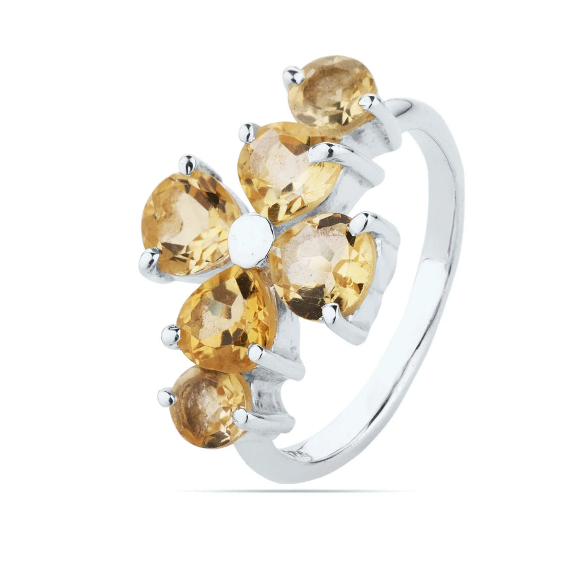 Citrine Stone Ring, Multi Stone Ring, 925 Sterling Silver, Prong Set Ring,925 Sterling Silver, Handmade Ring, Designer Ring, Promise Ring