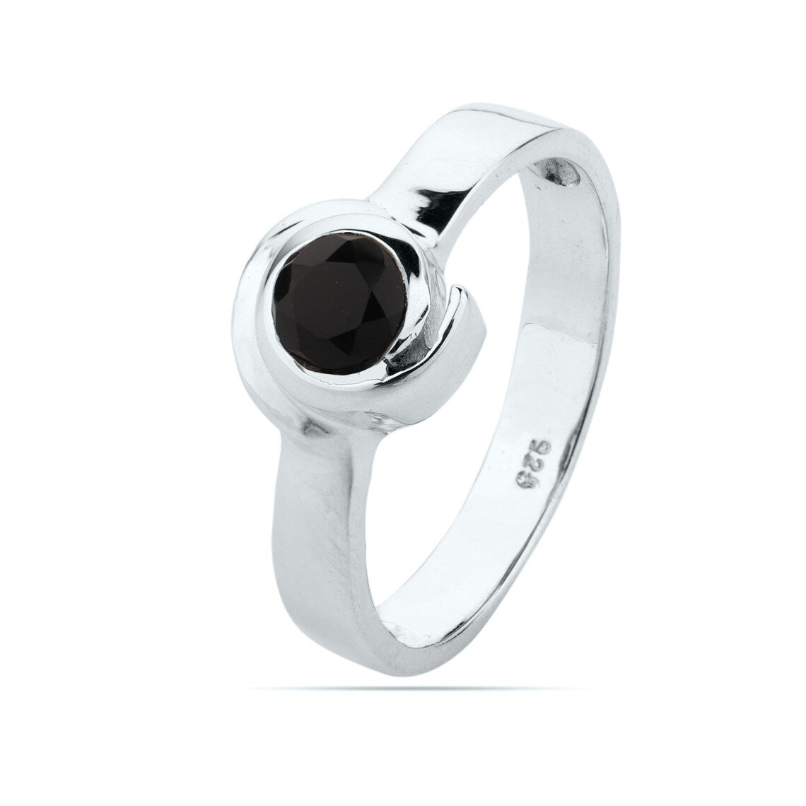 Black onyx 925 sterling silver ring, black gemstone ring