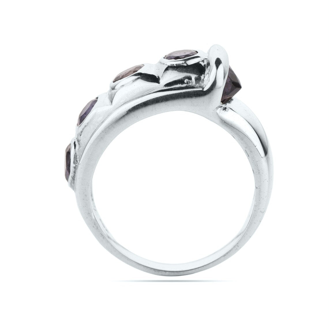 Iolite Gemstone Ring - iolite half side ring - eternity band ring -4x4mm Round Band - 925 sterling silver iolite ring