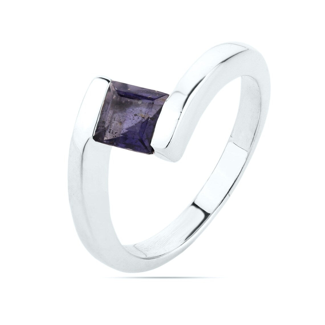 Iolite Square Ring - Sterling Silver iolite Gemstone Ring - iolite birthstone Ring - Engagement Ring