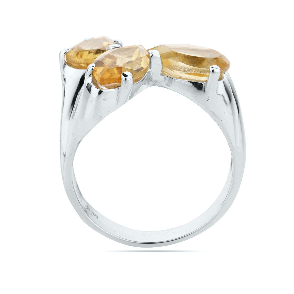Natural Citrine Pear Silver Ring, Multi Citrine Gemstone Ring, Citrine Engagement Ring