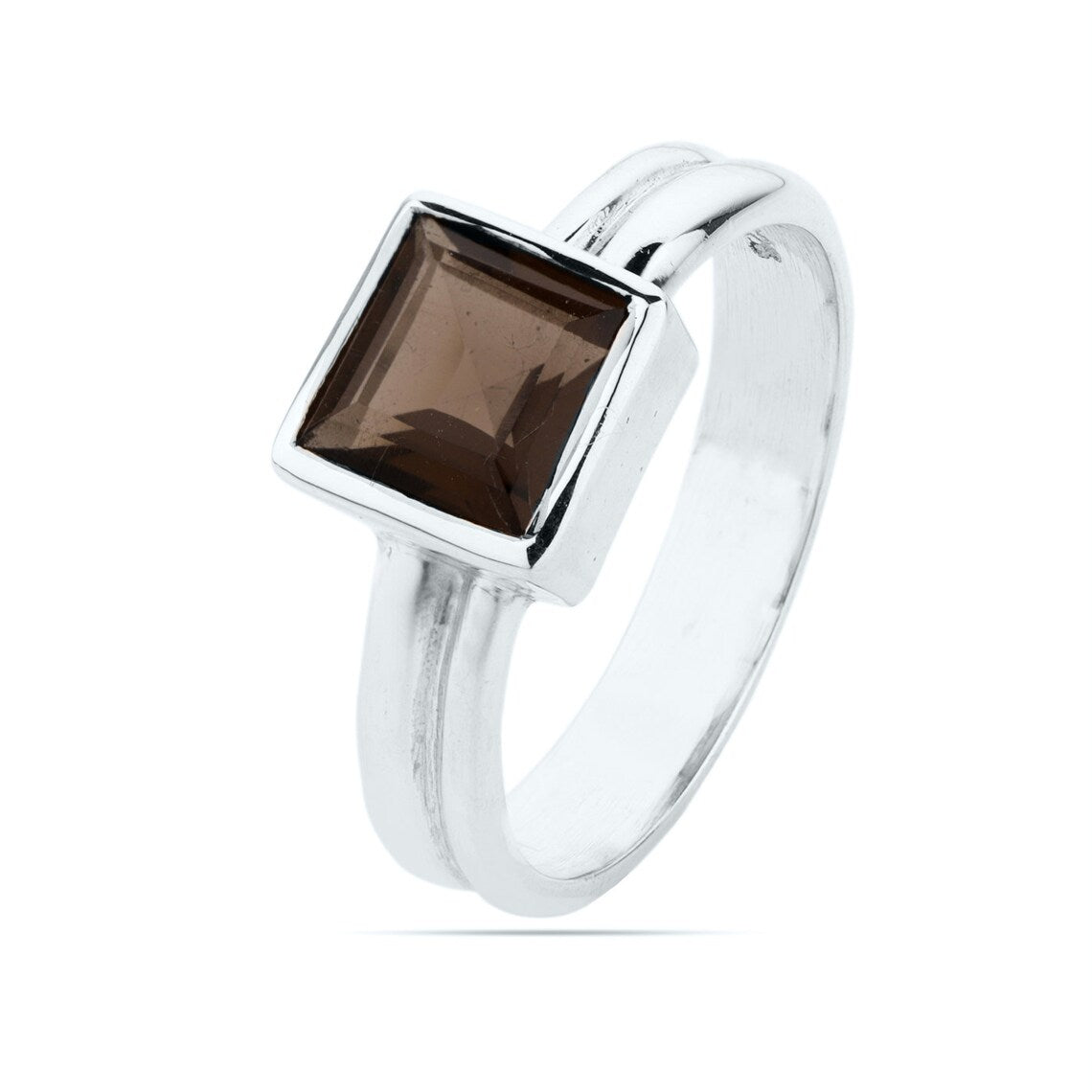 Natural Smoky Quartz Ring-Handmade Silver Ring-925 Sterling Silver Ring-Square Smoky Quartz Ring-Capricorn Birthstone-Promise Ring