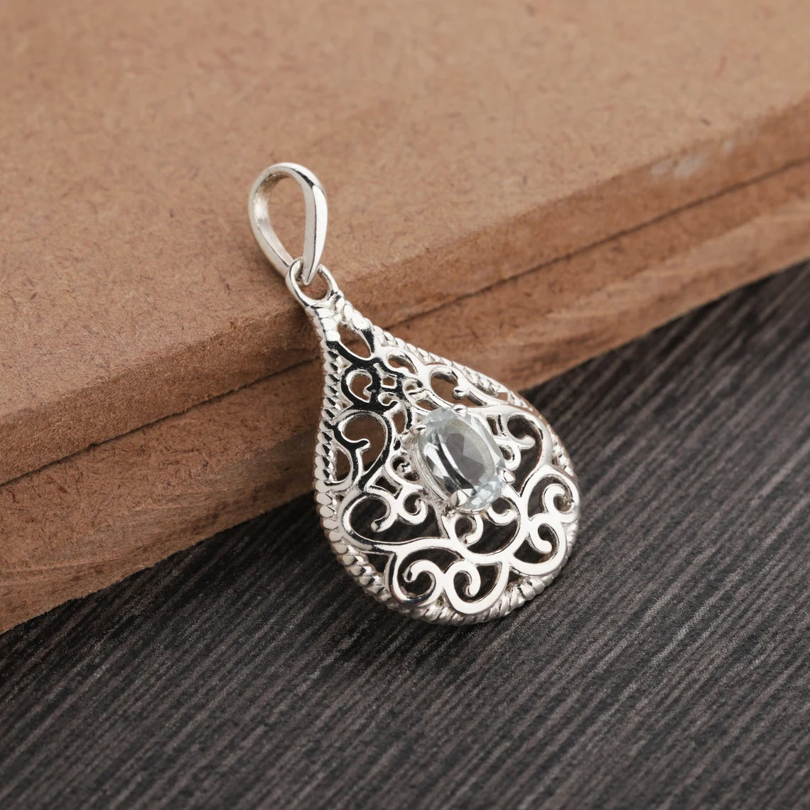 Natural Oval Amethyst Sterling Silver Pendant