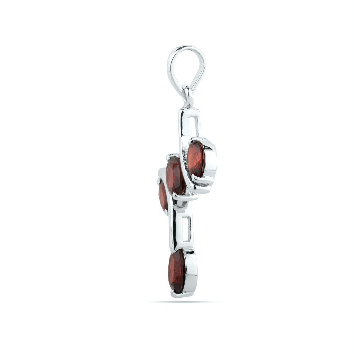 Oval Garnet Gemstone 925 Sterling Silver Pendant