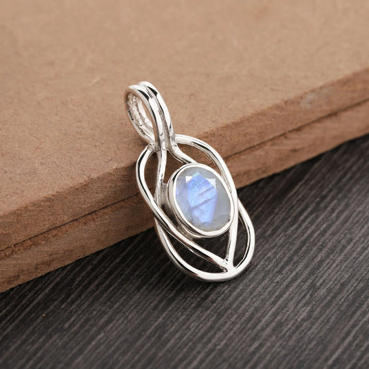 Rainbow Moonstone 925 sterling silver Pendant