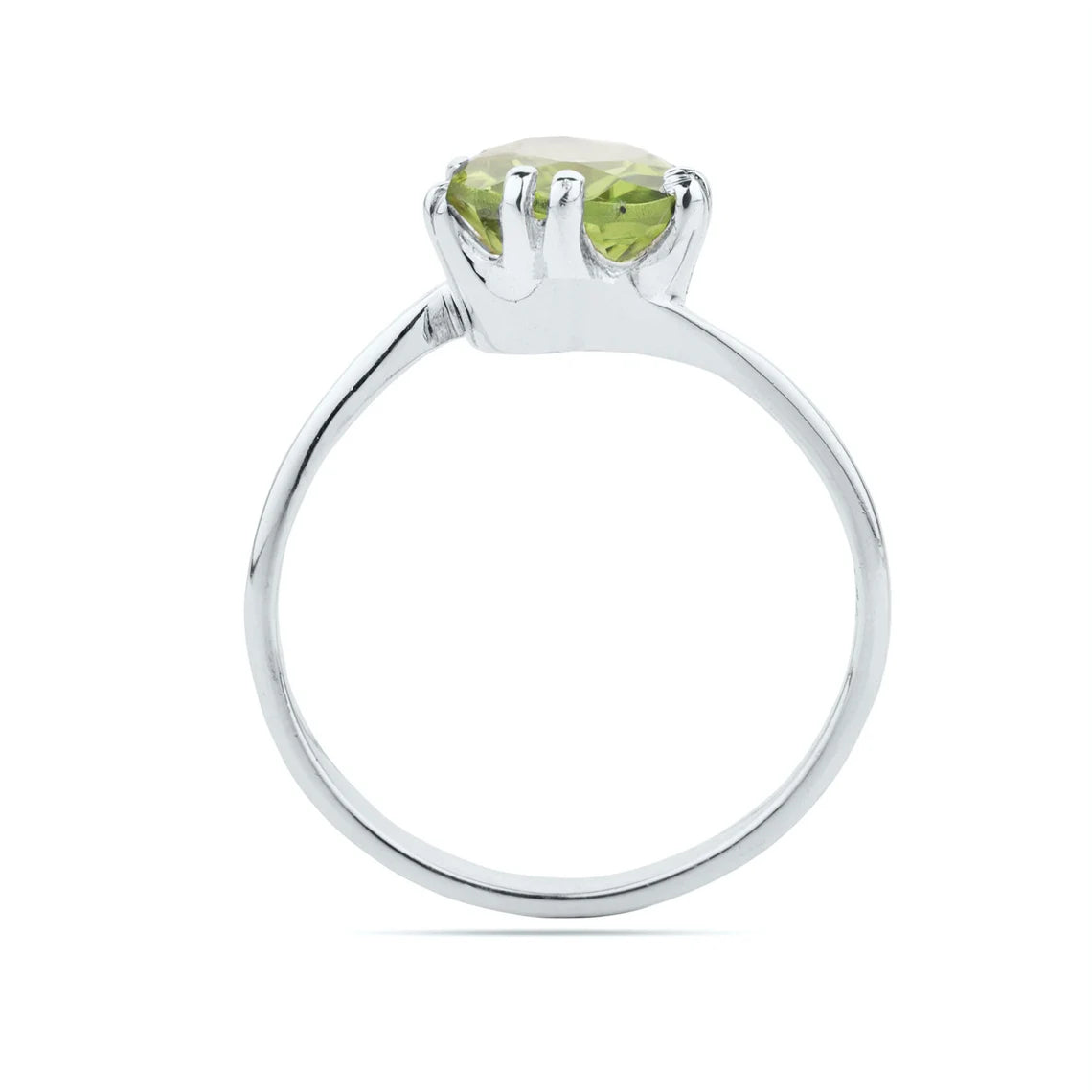 Round Green Peridot Ring - August Birthstone Ring - Round Green Peridot Ring, Peridot Jewelry
