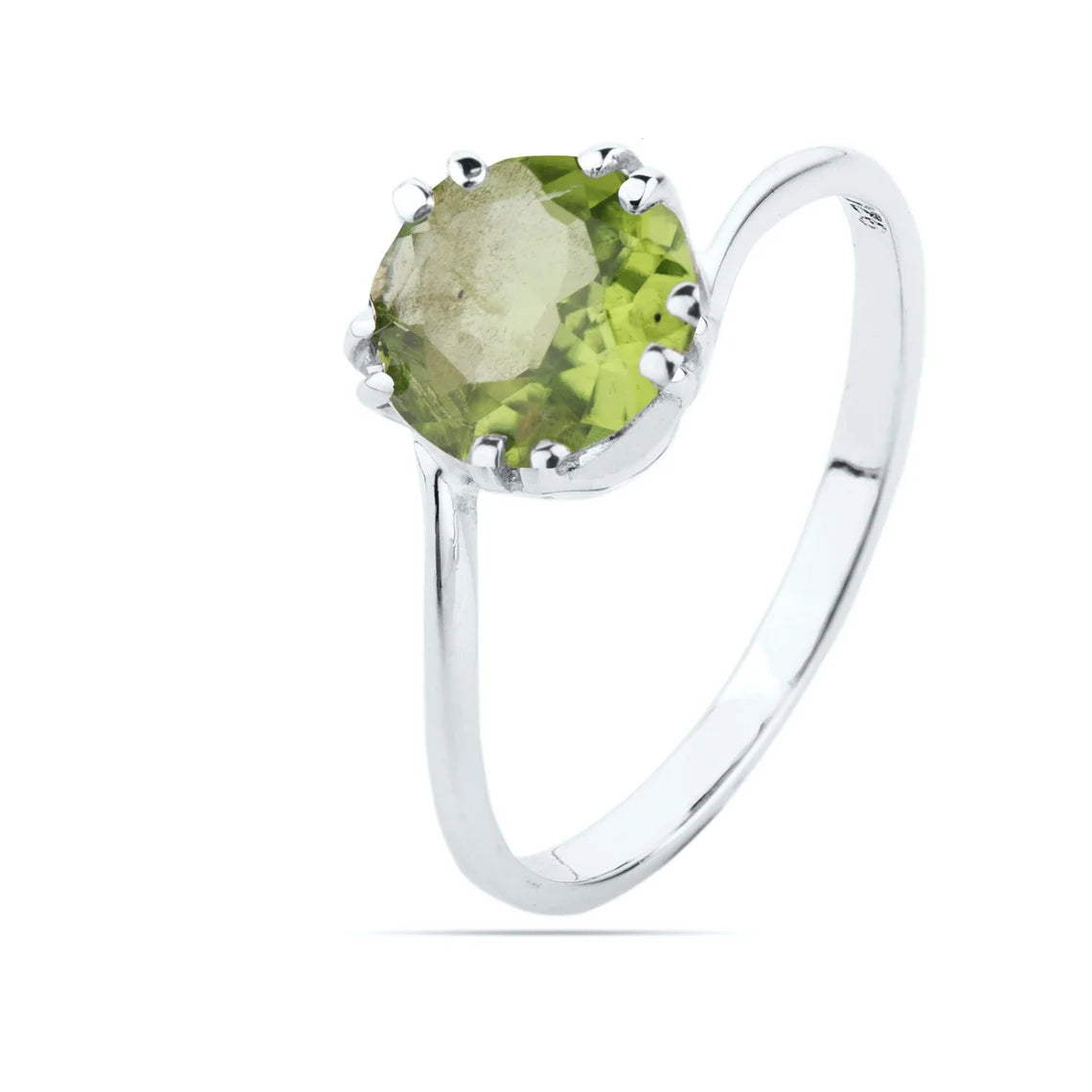 Round Green Peridot Ring - August Birthstone Ring - Round Green Peridot Ring, Peridot Jewelry