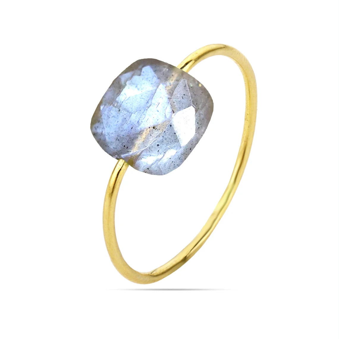 Labradorite Ring, Faceted Gemstone ring, 18k Gold Vermeil ring, Cushion Ring, Gemstone Ring, Stacking ring, Labradorite Square ring