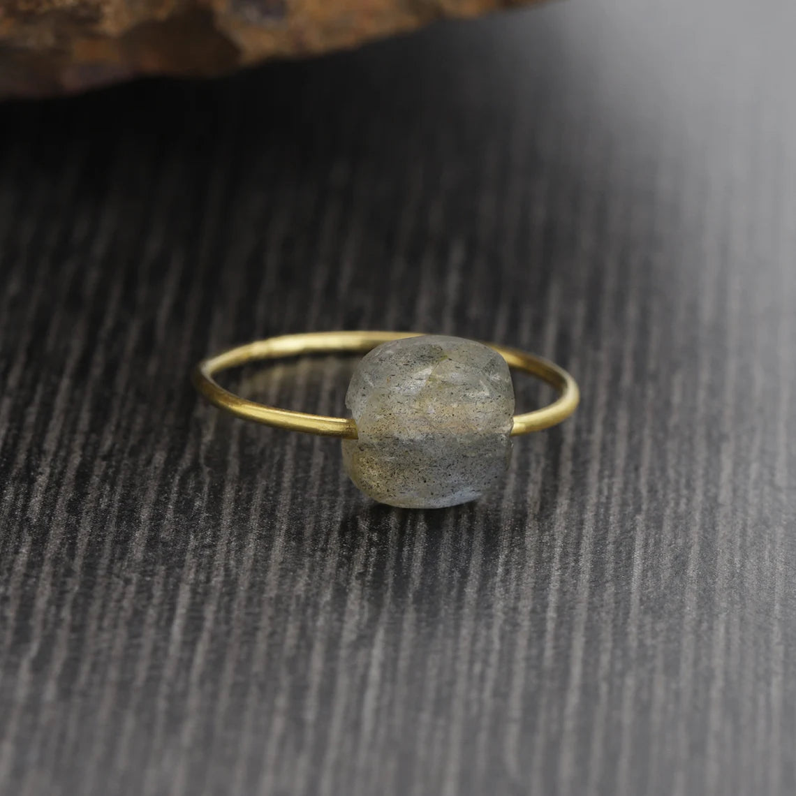 Labradorite Ring, Faceted Gemstone ring, 18k Gold Vermeil ring, Cushion Ring, Gemstone Ring, Stacking ring, Labradorite Square ring