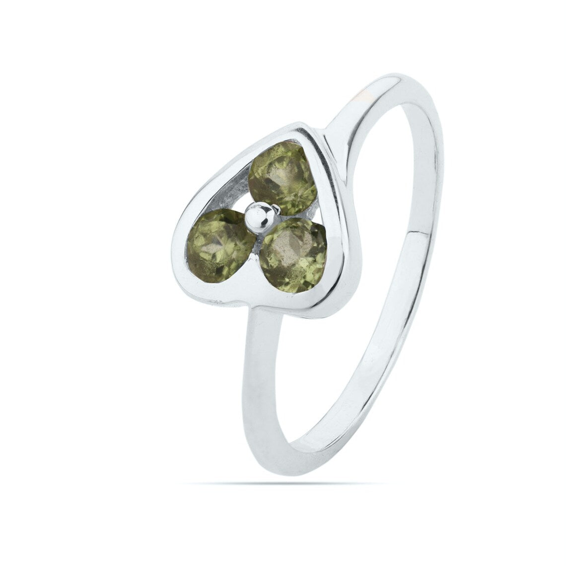 Peridot Heart Silver Ring, Natural Peridot Multi Gemstone Ring Peridot Stacking minimalist Ring