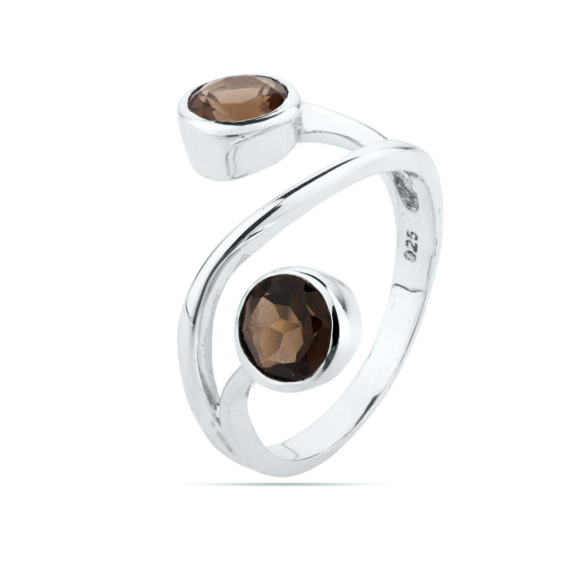 Smoky Quartz Engagement Ring,Sterling Silver Ring