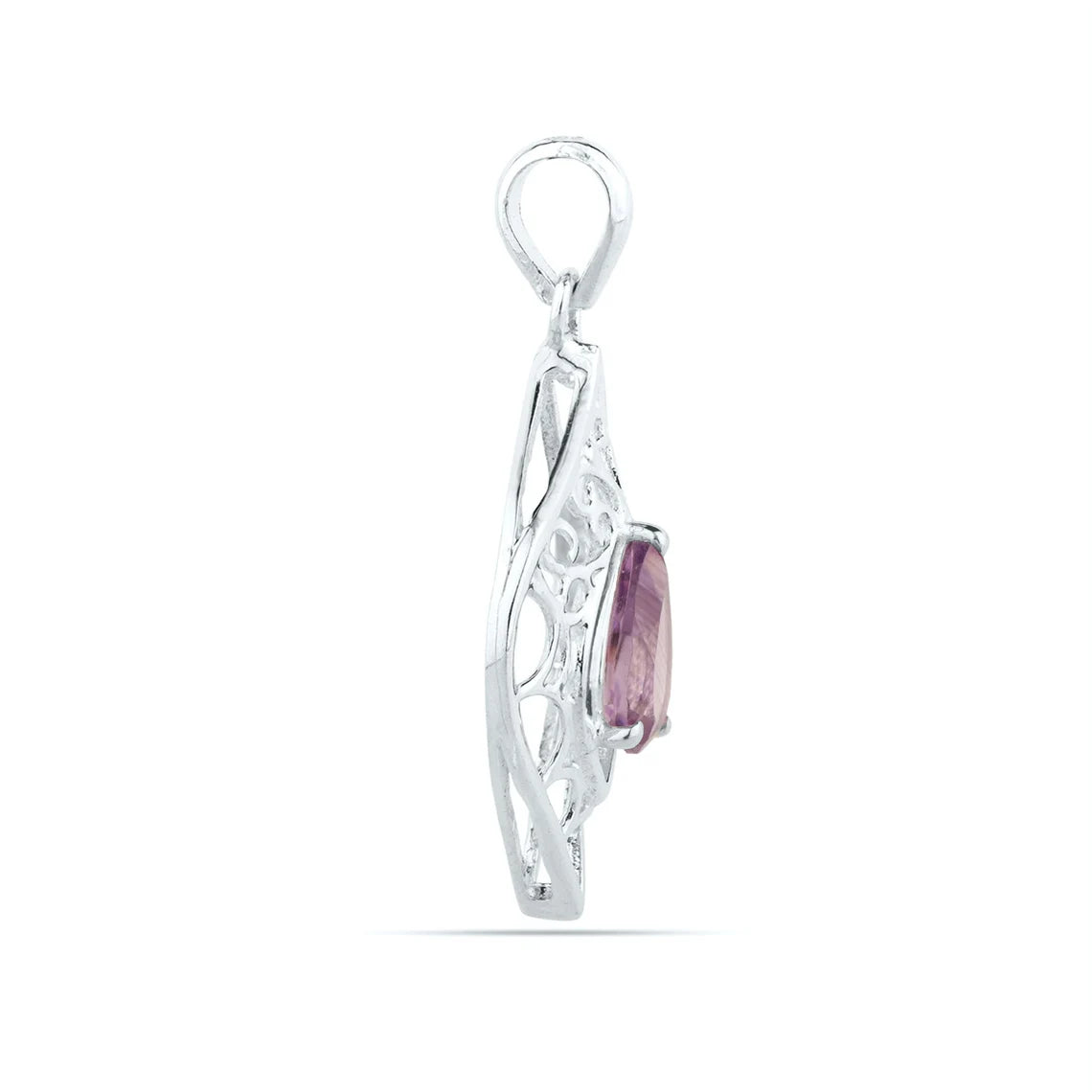 Purple amethyst pendant, faceted, set in 92.5 sterling silver