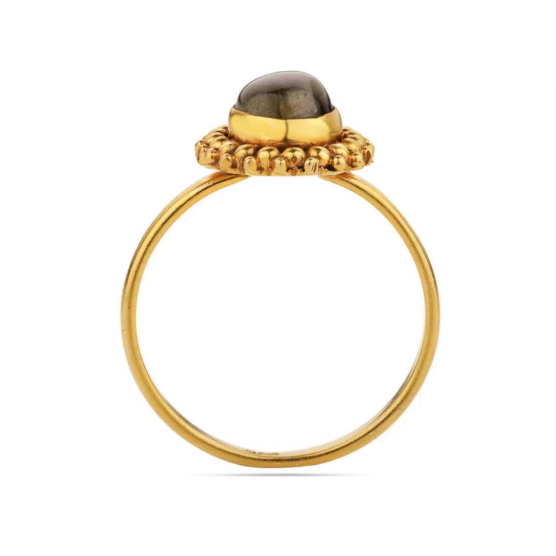 Labradorite Oval Bezel Dotted Ring - Bezel set ring - Gemstone Ring - Stacking Ring - Gold Ring