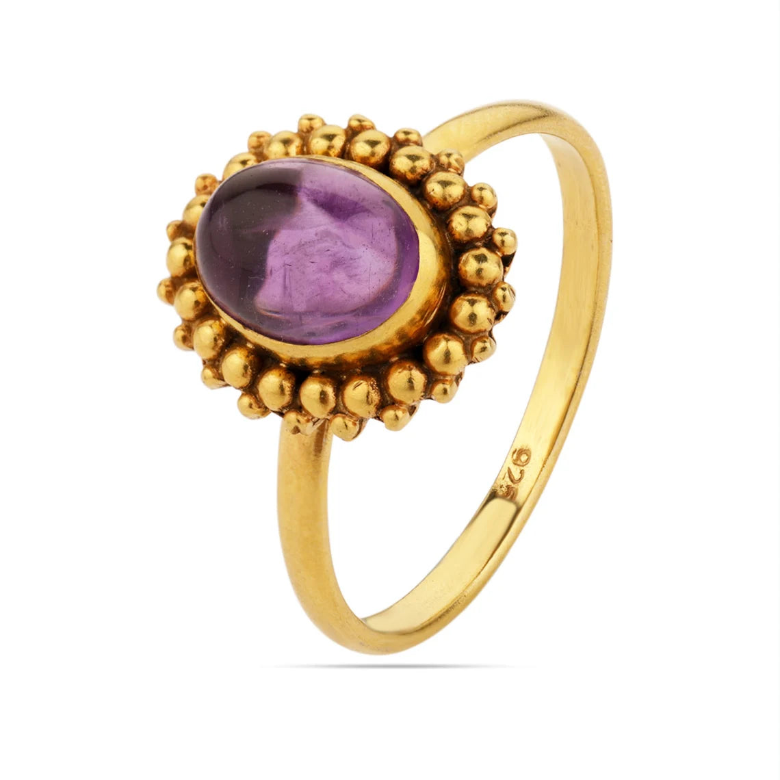 Purple Amethyst Gold Ring February Birthstone Ring, 18k Gold Plated Oval Ring, birthday gift, stackable ring Amethyst Gemstone Ring