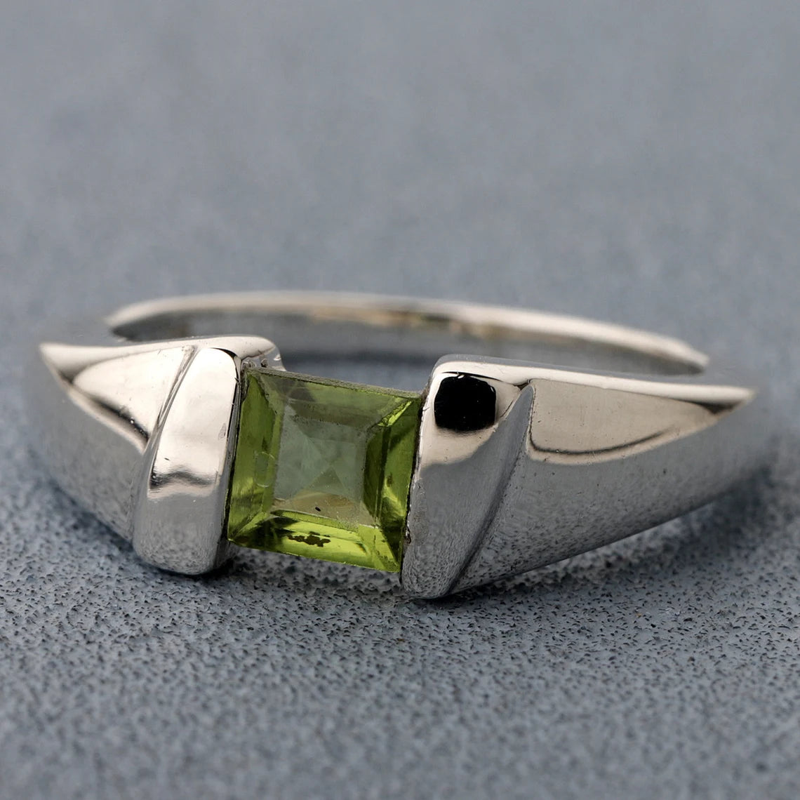 Natural Peridot Ring August Birthstone Ring Gemstone Ring Gift For Her Bride Ring Sterling Silver Ring