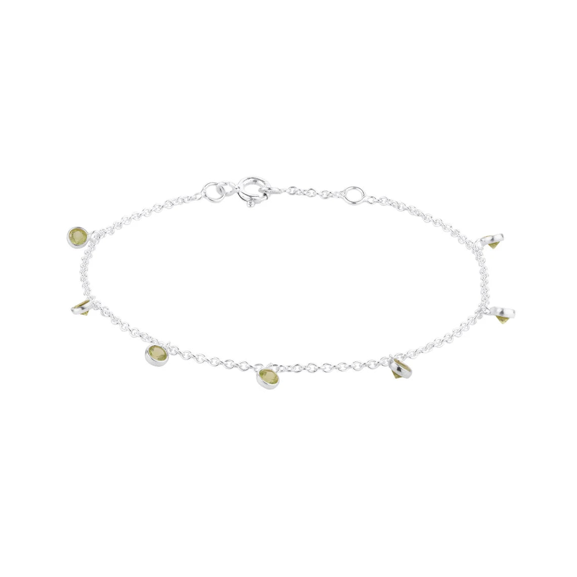 Natural Peridot Bracelet-Handmade Bracelet for Women-925 Sterling Silver Bracelet-Peridot Handmade Bracelet- Tiny Peridot Bracelet 7.5"