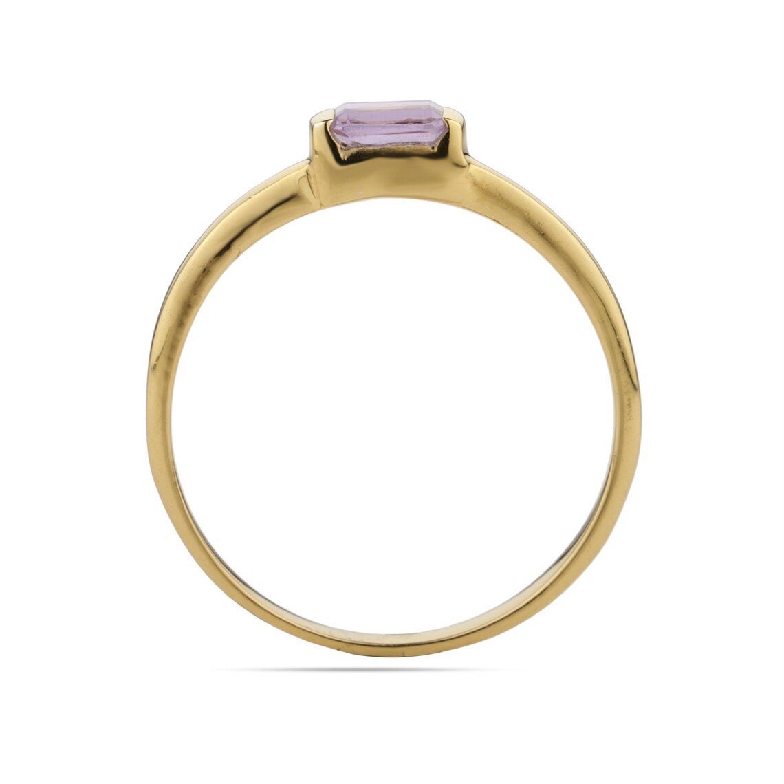 Gold Plated - Sterling 925 Silver Amethyst Ring, Natural Amethyst February Gemstone, Handmade Vermeil Gold Stacking Ring, Dainty Minimalist Women's Gifting Jewelry