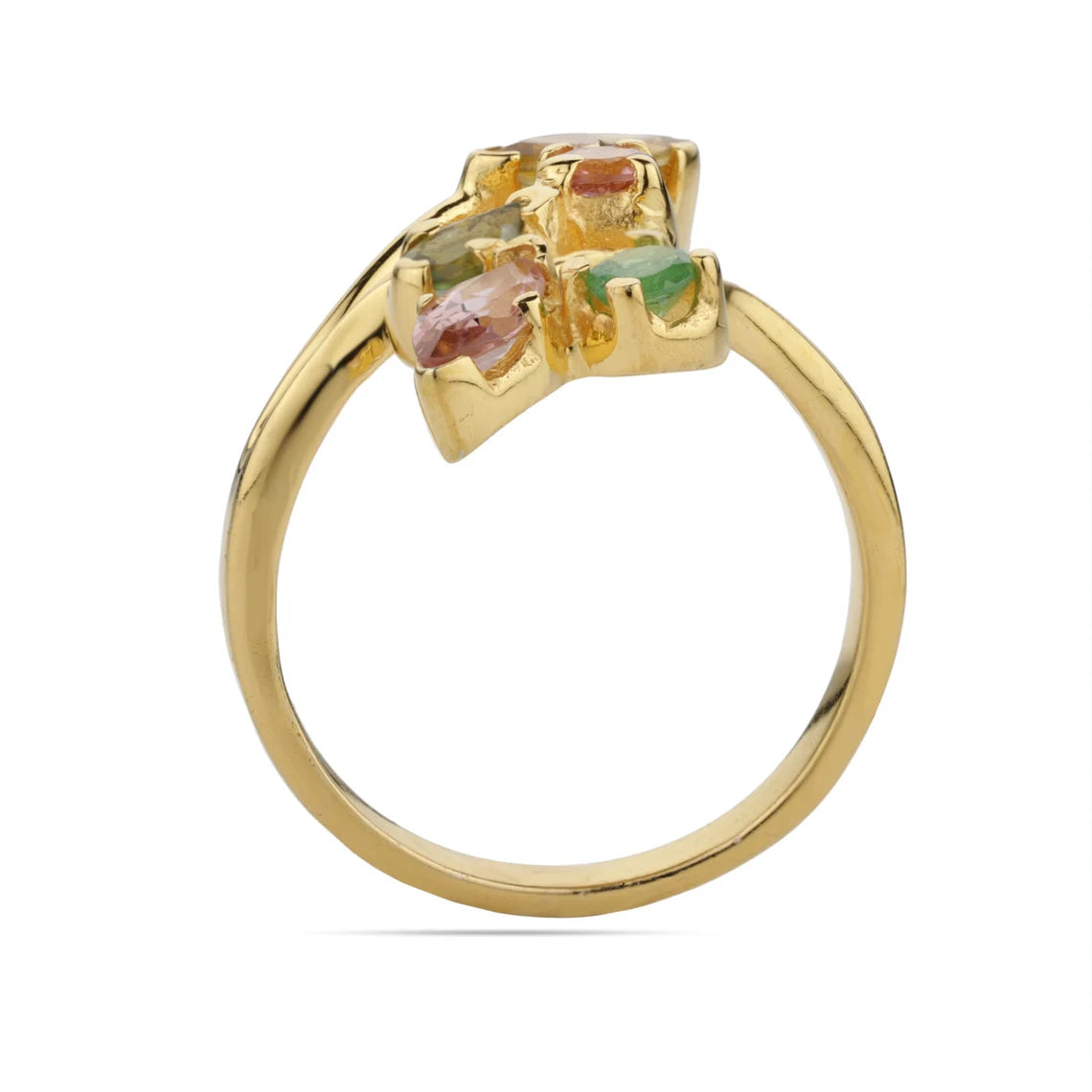 Natural Tourmaline Ring - Multi Tourmaline Ring - Gold Tourmaline Minimalist Ring - Stackable Ring - Ring For Women - Handmade Ring