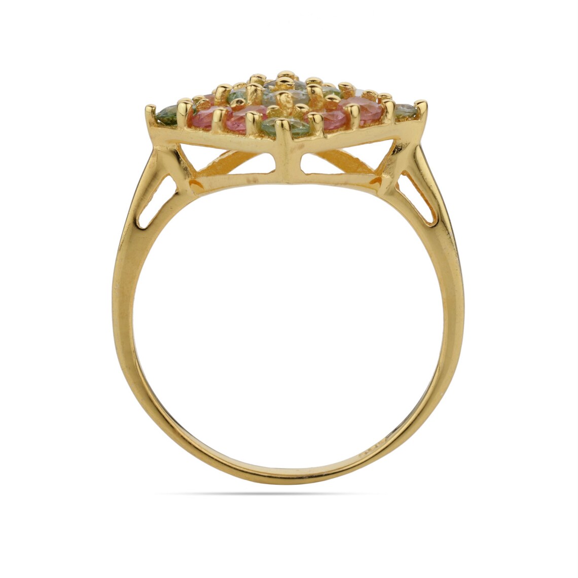 Multi Tourmaline Gold Ring, Tourmaline Gemstone Ring, Anniversary Gift Ring, Women’s Ring, 925 Silver Ring