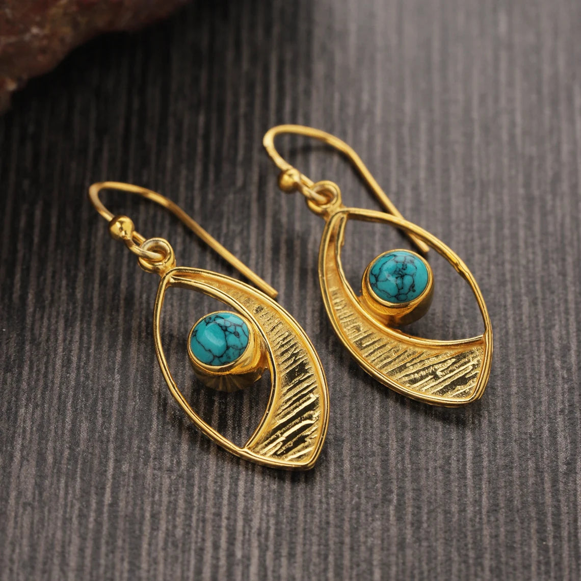 Turquoise Gold Earrings - Turquoise Dangle Earrings - Turquoise Gemstone Earrings - Turquoise Sterling Silver Earrings