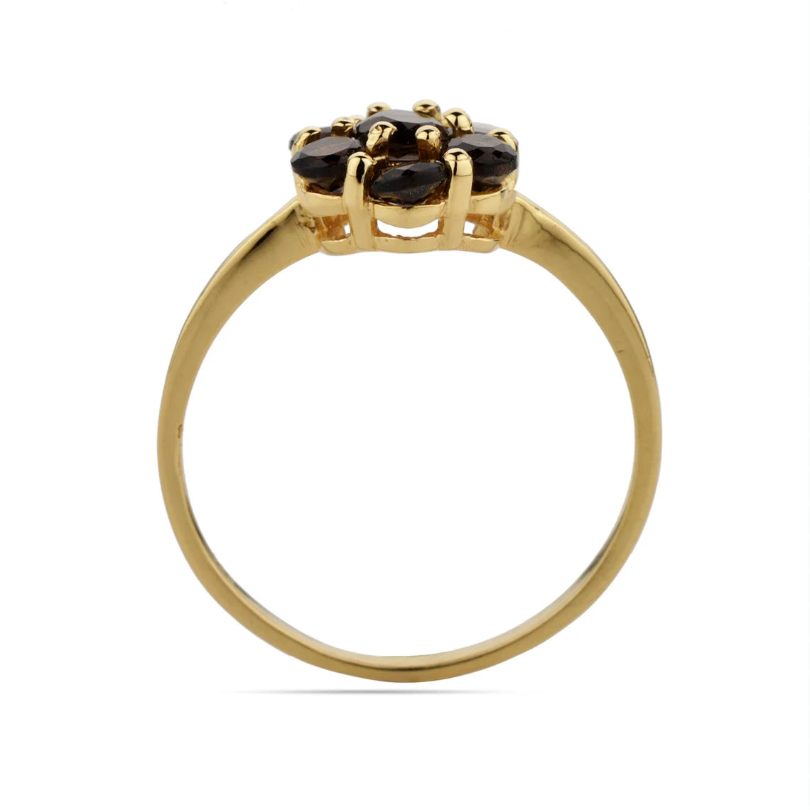 Round Smoky Topaz Cluster Ring, Smoky Topaz Gold Ring, Smoky Quartz Gemstone Ring, Smoky Round Faceted Ring, Brown Stone Ring, Handmade