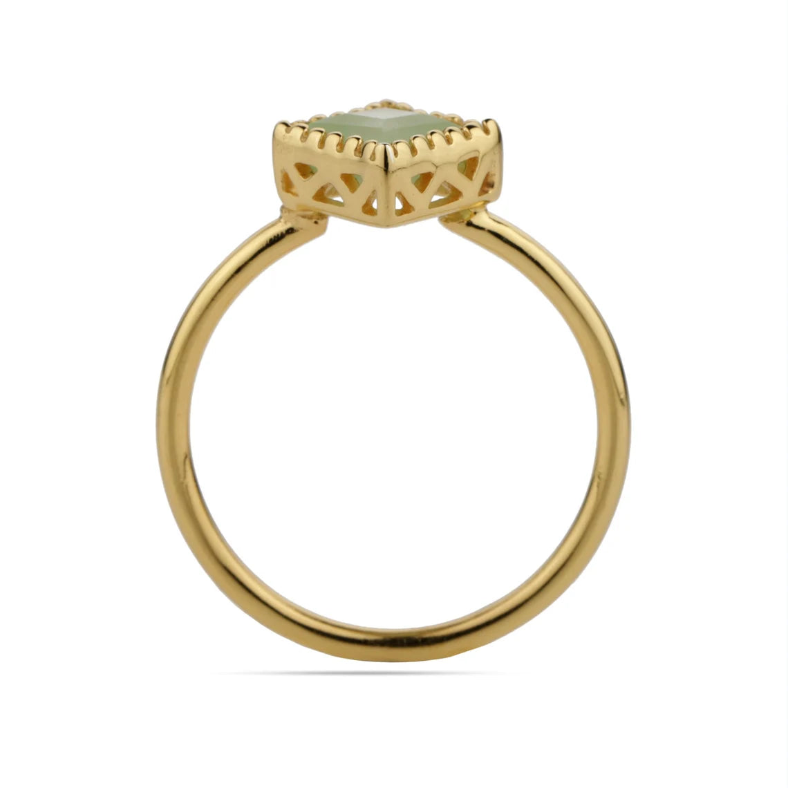 Green Chalcedony Gold Ring, Gemstone Ring - Stacking Minimalist Ring - Birthstone