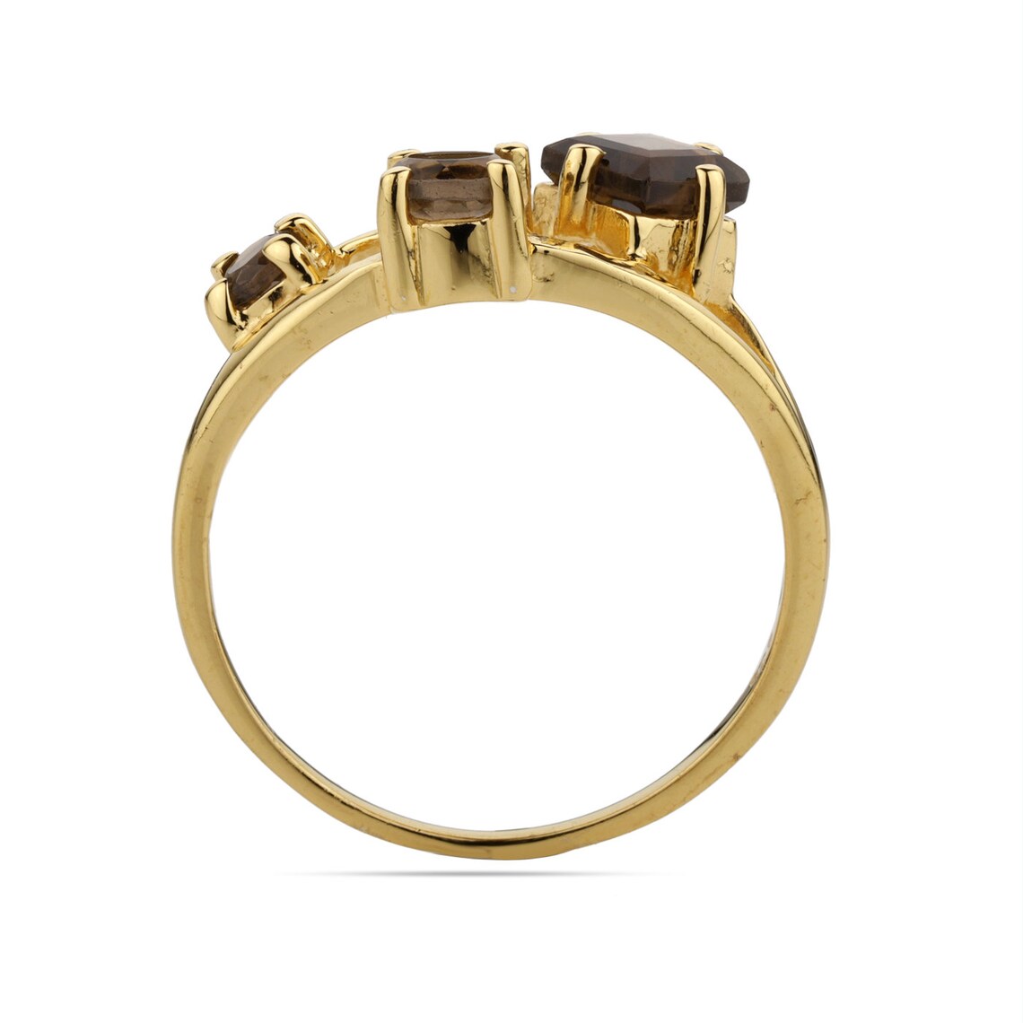 Unique Smoky Quartz Ring-Smoky Quartz Cluster Ring For Gift-Smoky Quartz Ring - Gold Smoky Ring-Smoky Ring For Love