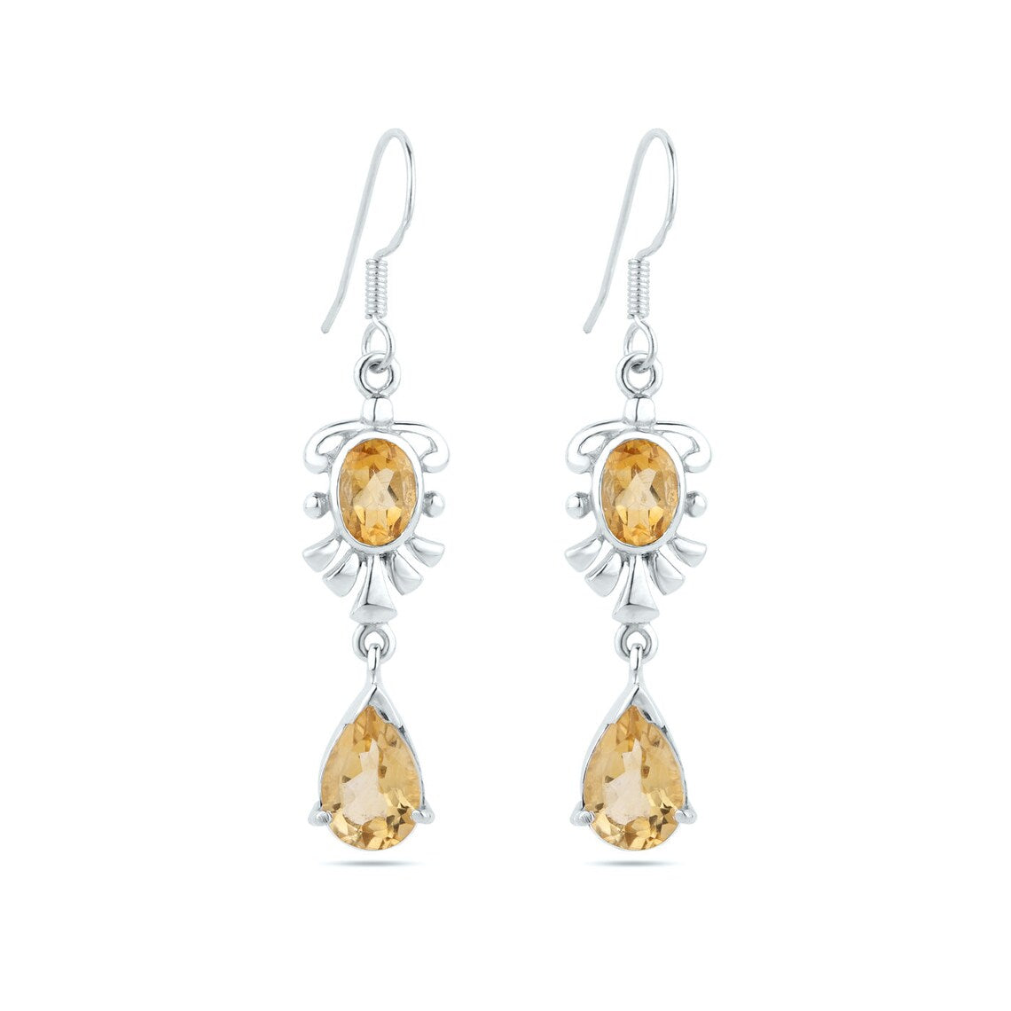 Citrine Gemstone Earrings - Citrine sterling silver earrings - hook Earrings - faceted citrine earrings - Yellow Citrine Earrings
