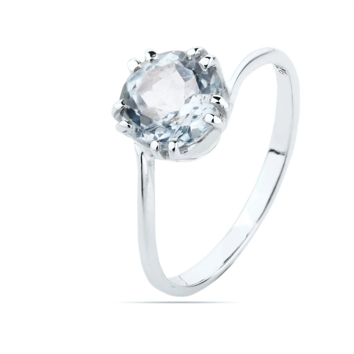 Blue Topaz Ring - Gemstone Ring - Sterling Silver Ring - Round Blue Topaz Ring - Prong Ring - Engagement Ring - Wedding Ring - Promise Ring