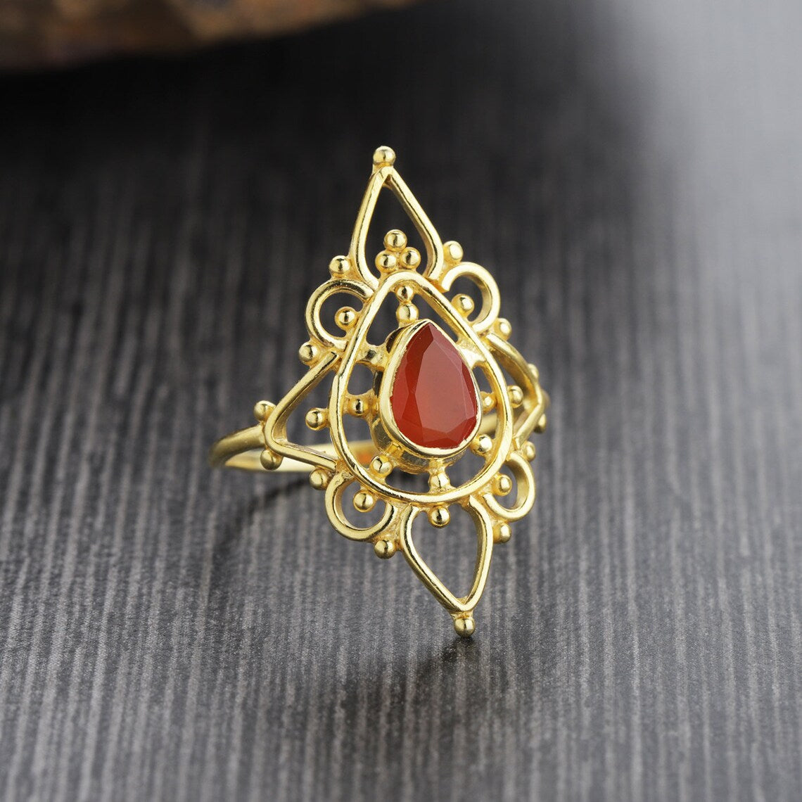 Natural Carnelian ring, 925 Sterling Silver Ring, Gold Plated Ring, Promise Ring, Handmade Ring, Statement Ring, August Birthstone Ring