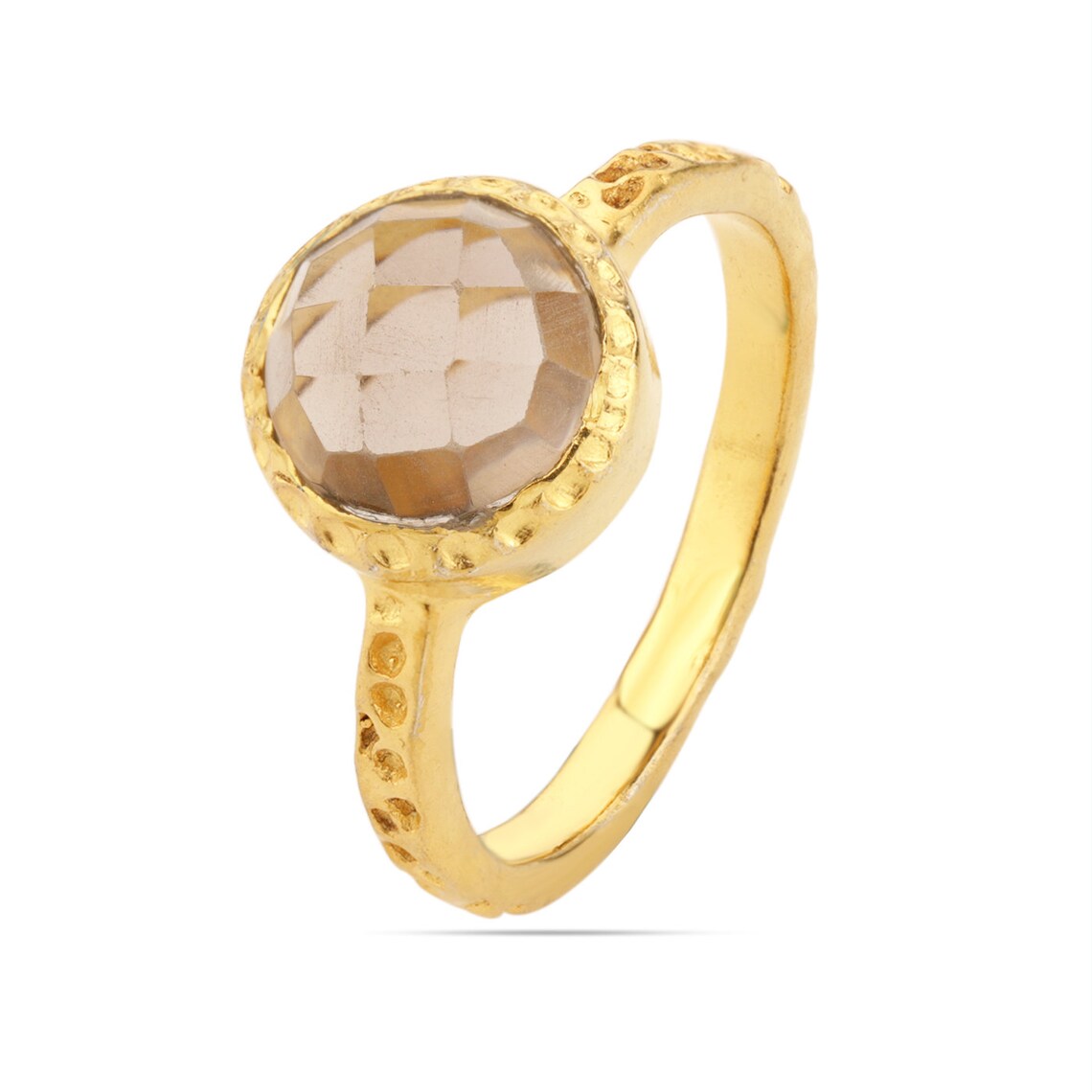 Natural Smoky Quartz Engagement Ring, Wedding Ring, Antique Ring - Smoky Quartz Round Ring, Smoky Gemstone Ring Smoky Quartz Round Ring