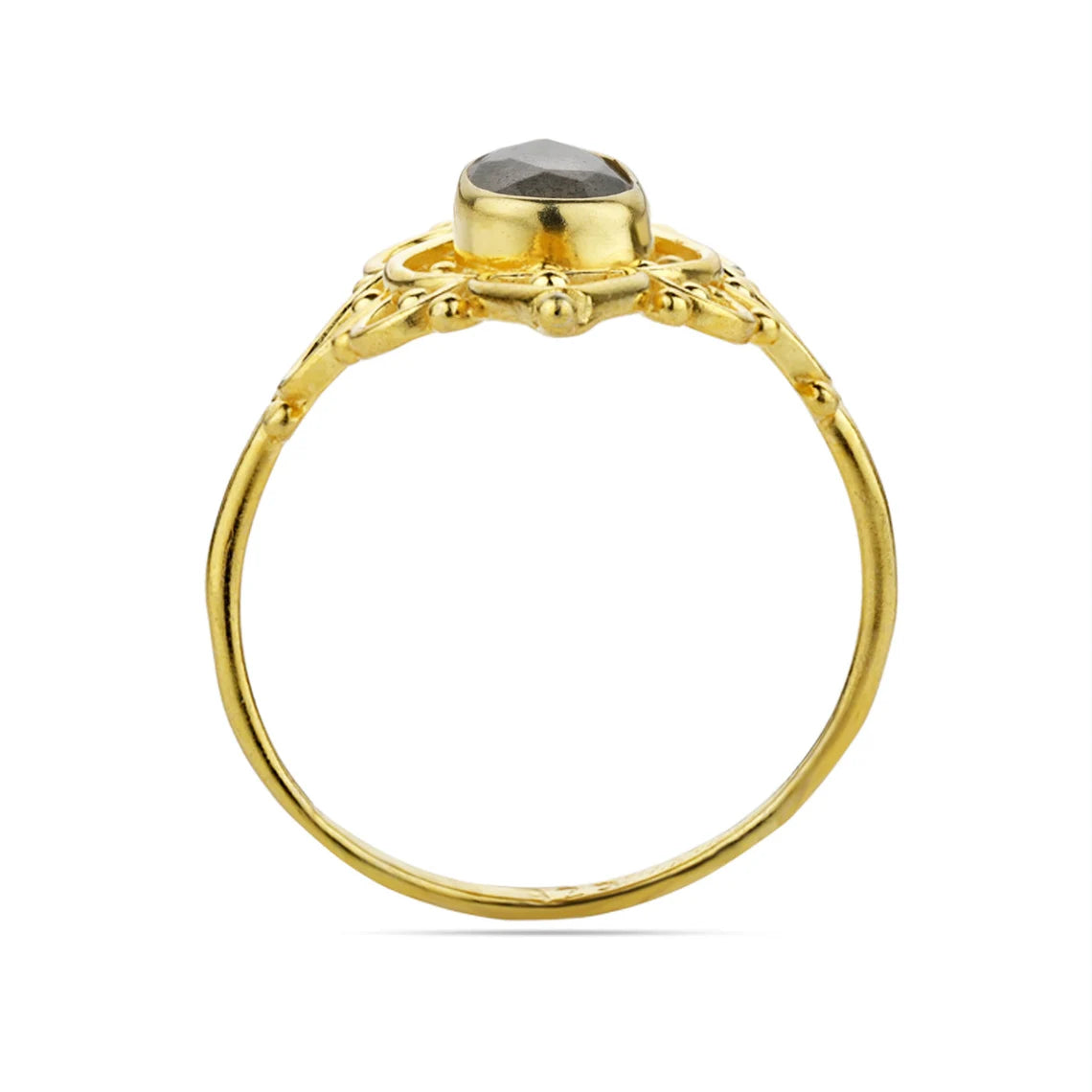Labradorite Ring - Pear Ring - Designer Ring - Gemstone Ring - Stacking Ring - Gold Ring - Bridal jewelry 18k Gold Plated Ring