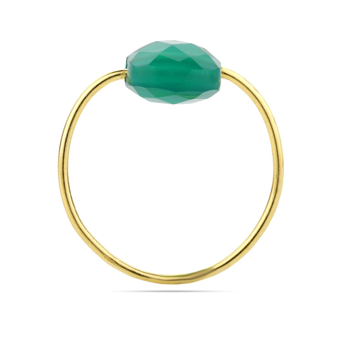 Green Onyx Ring - 925 sterling silver Green Onyx Gemstone Ring - Green onyx cushion Ring