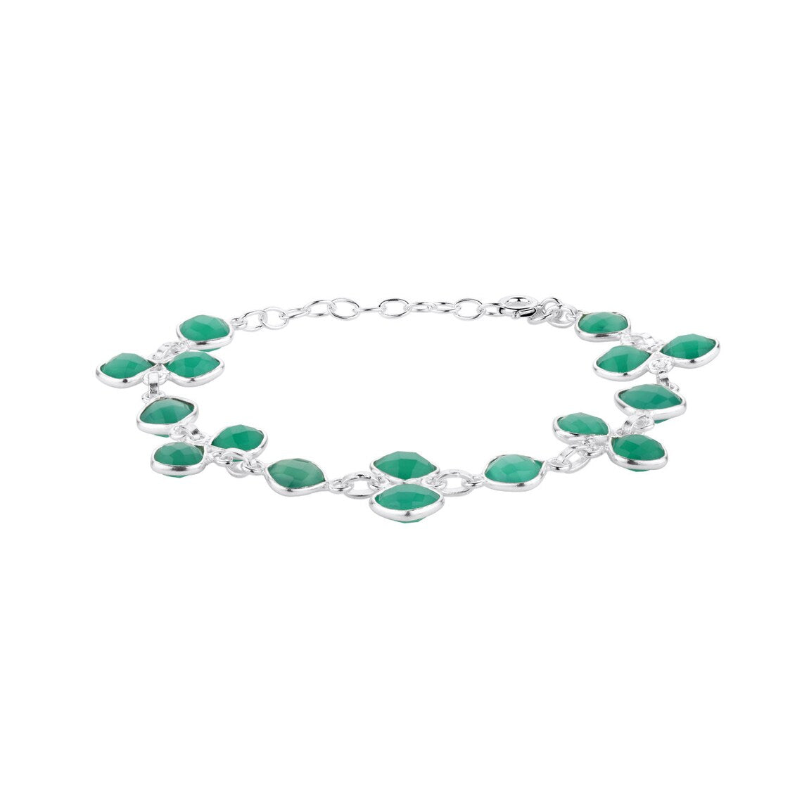 Green Onyx Bracelet - Green Gemstone Bracelet - Cushion Stone Bracelet - Green Gemstone Bracelet - Sterling Silver Bracelet