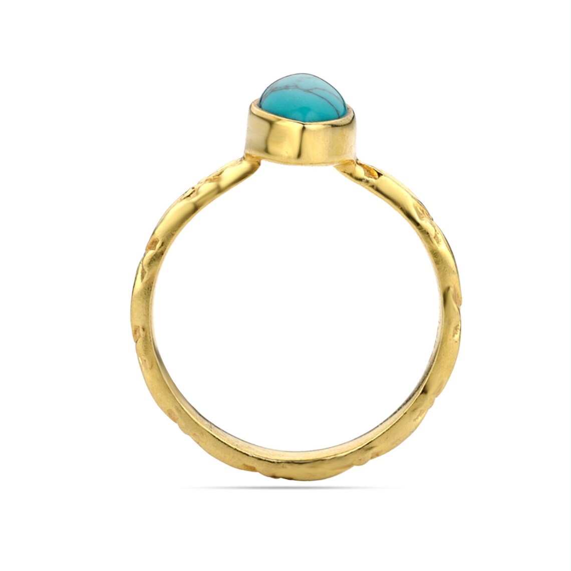 Turquoise Marquise Ring - Gold Ring - Gemstone Ring - Designer Band Ring