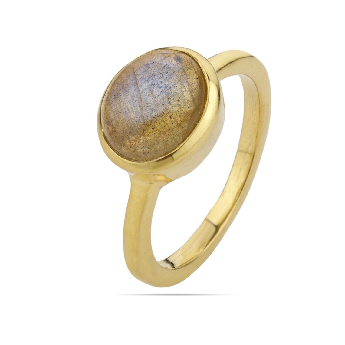 Labradorite Oval Ring, Blue Labradorite Gemstone Ring - Stacking Ring- Delicate Ring - Labradorite Gold Ring