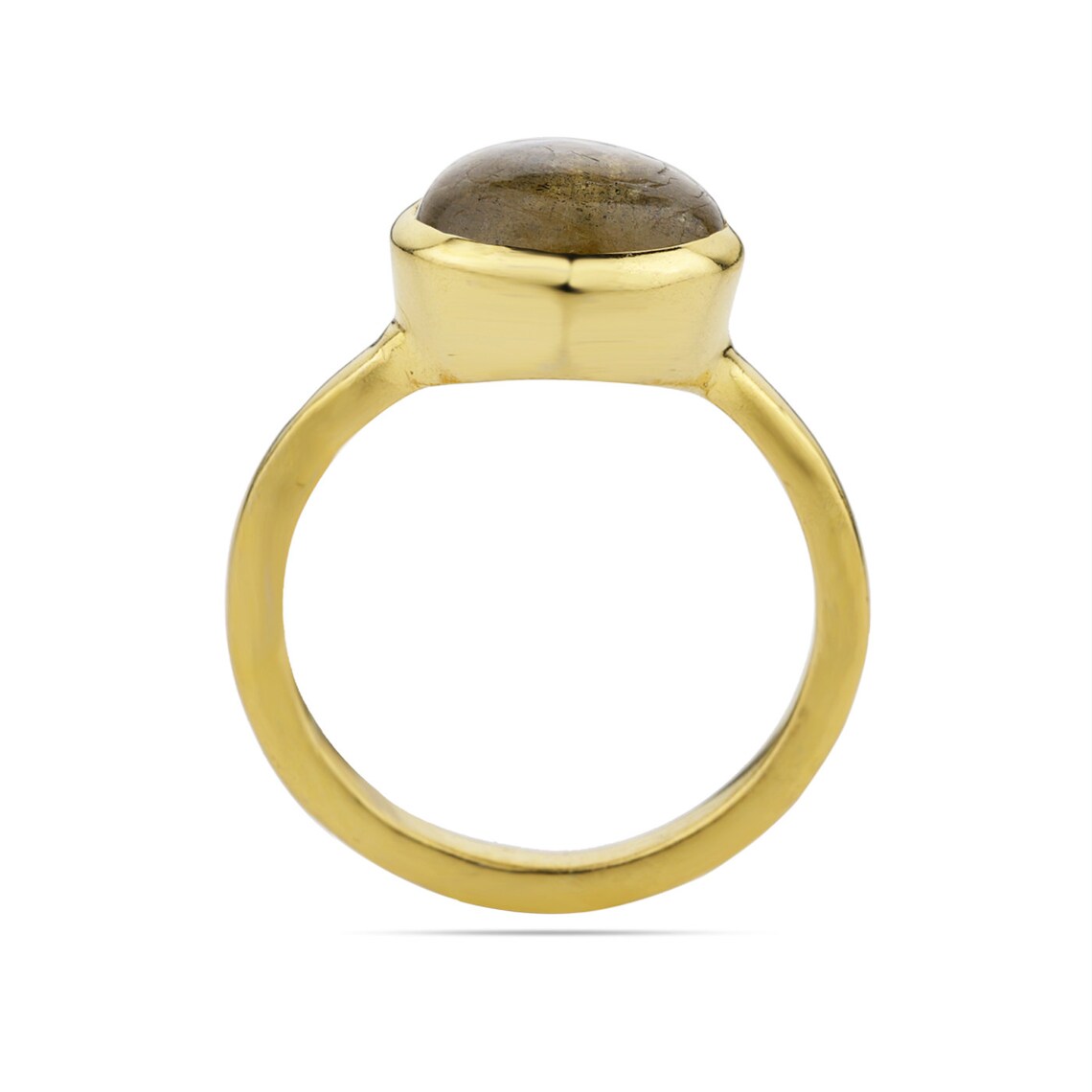 Labradorite Oval Ring, Blue Labradorite Gemstone Ring - Stacking Ring- Delicate Ring - Labradorite Gold Ring