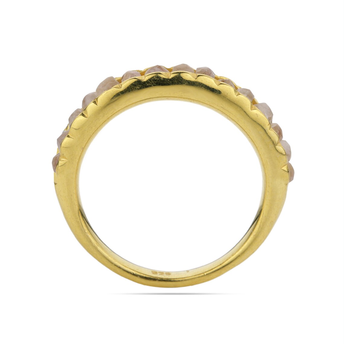 Rainbow Moonstone Beaded Ring - Stacking Ring - June Birthstone - Half Eternity Ring - Gold Moonstone Beads Ring- Bezel Ring - Delicate Ring
