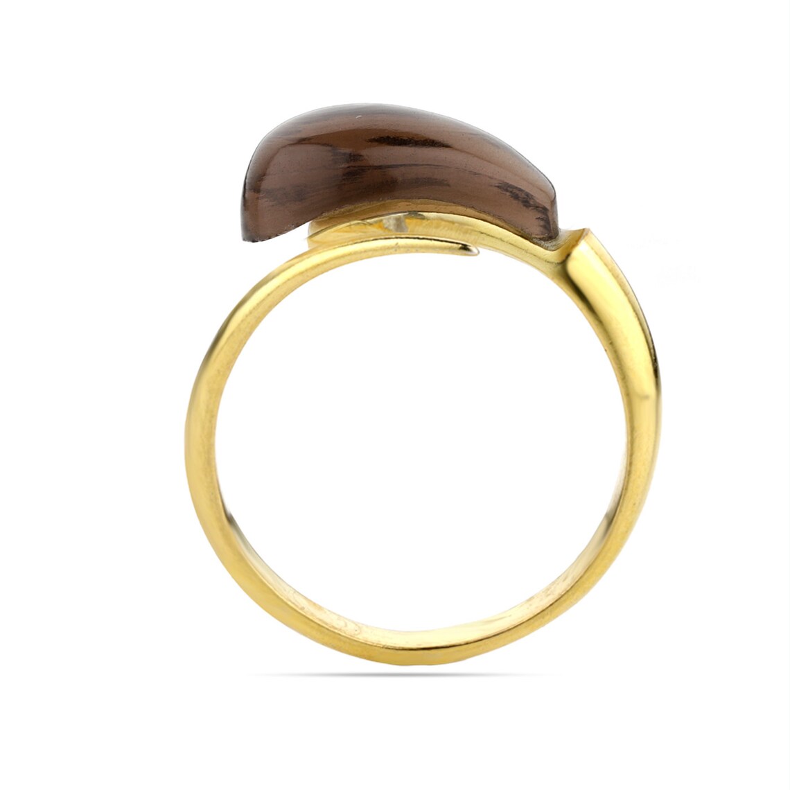 Smoky Quartz Ring - Dolphin Shape Ring - Smokey Quartz Gold Ring - Smoky Gemstone Ring - Stacking Ring - Adjustable