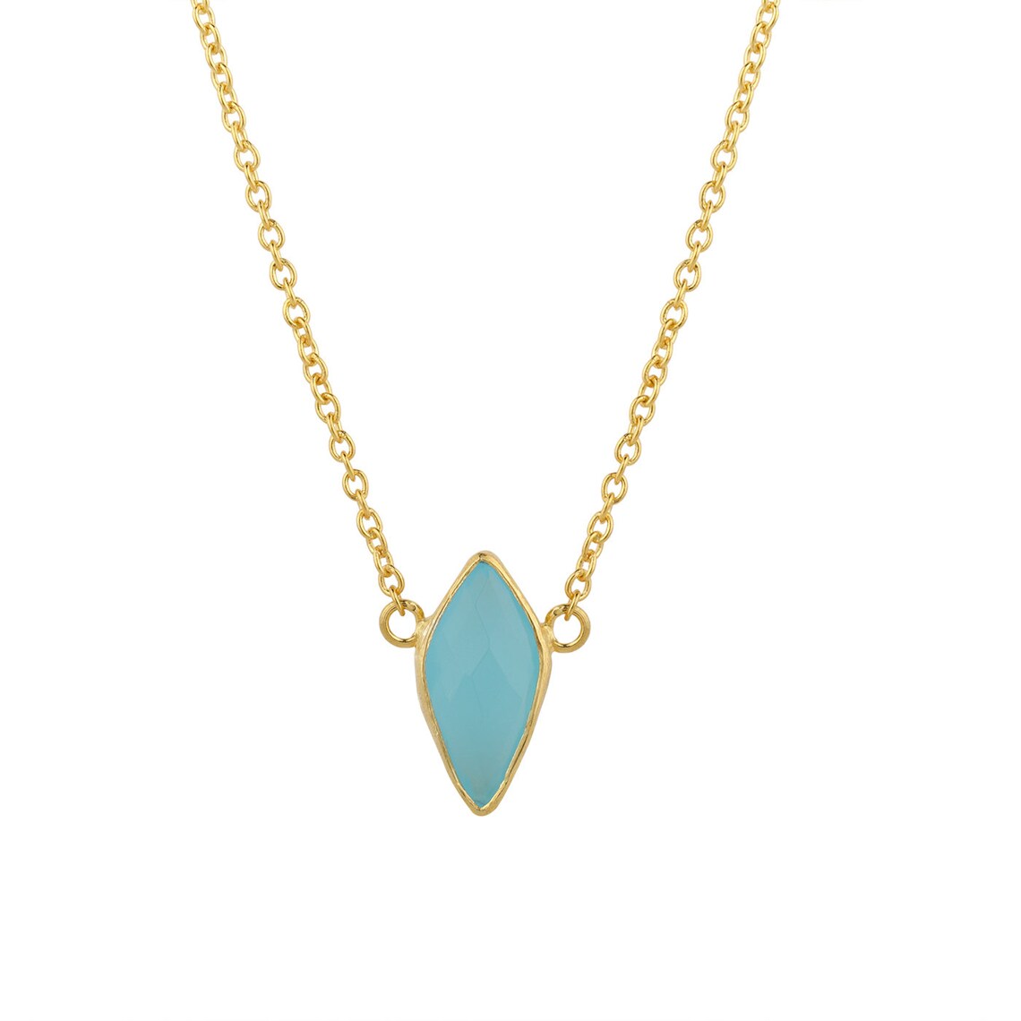 Blue Chalcedony Gold Plated - 925 sterling silver necklace
