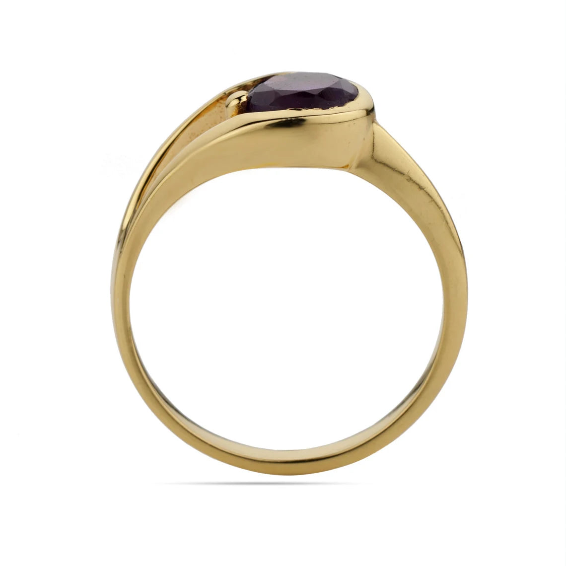 Purple Amethyst Ring - Round Amethyst Ring - 925 Sterling Silver Amethyst Gold Ring