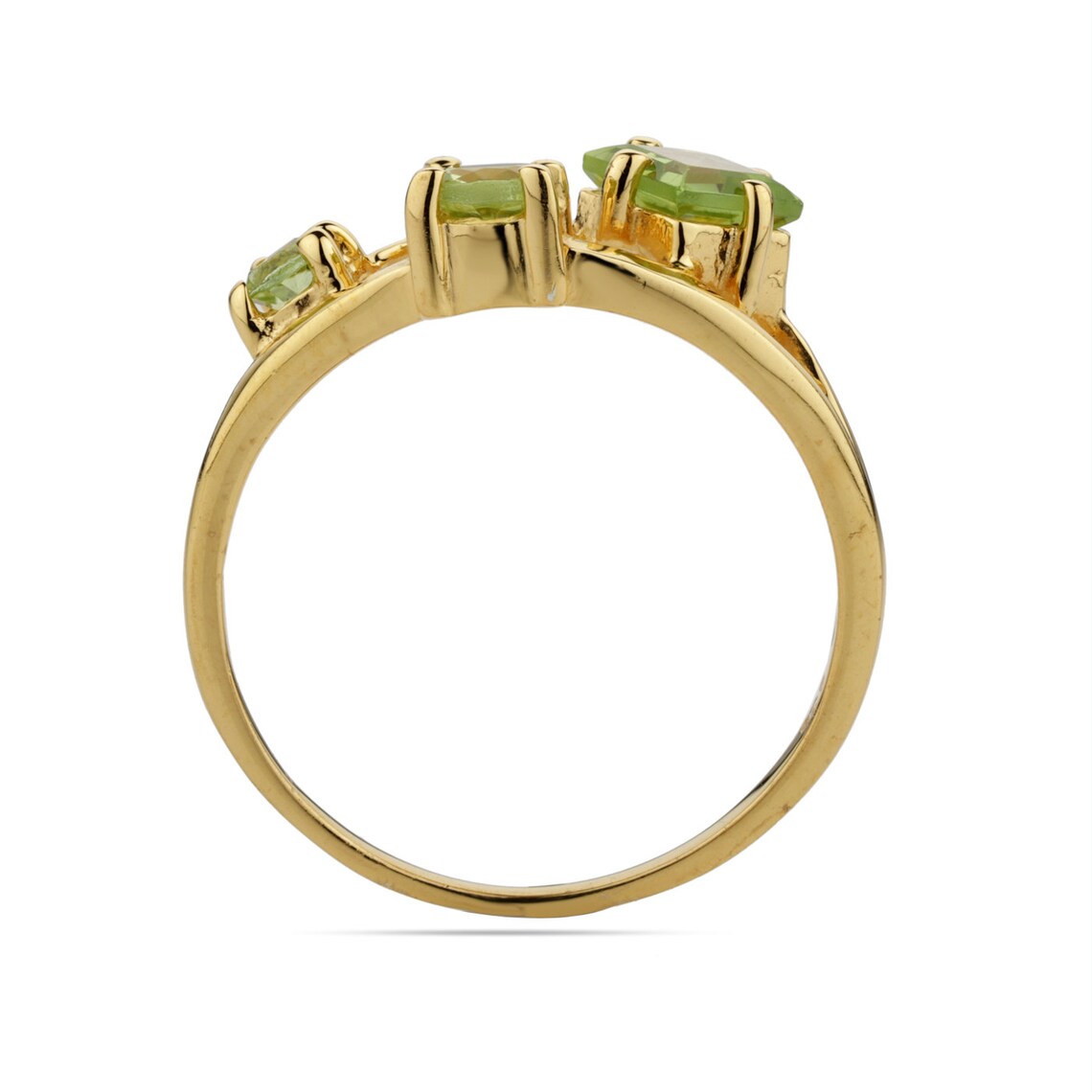 Gold Peridot Ring, Natural Peridot Gemstone Ring - Peridot Prong Setting Ring - Peridot Pear Cut Ring - Handmade Ring - Dainty Ring