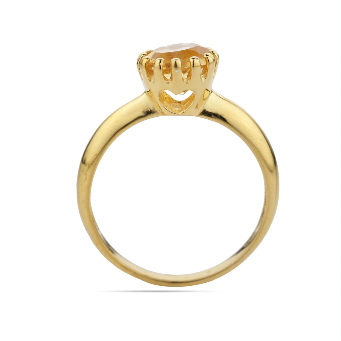 Round Citrine Ring, November Birthstone Ring, Citrine Gold Ring, Stacking Ring, Round Gemstone Ring, Natural Citrine Sterling Silver Ring