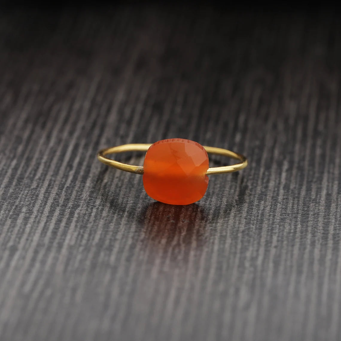 Carnelian Ring - Gold Ring - Cushion Ring - Birthstone Ring - Gemstone Ring - Stackable Ring - Bridesmaid ring